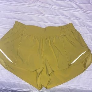 Mustard Yellow Lululemon Hotty Hot Shorts